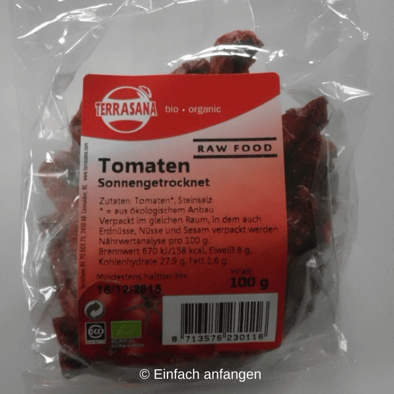 Getrocknete Tomaten im Test. Roh Veganer aufgepasst!